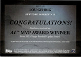 2023 Lou Gehrig Topps Update AL MVP AWARD WINNER COMMEMORATIVE MEDALLION 79/199 New York Yankees #MVP-LG