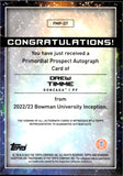 2022-23 Drew Timme Bowman University Inception GOLD PROMORDIAL PROSPECT AUTO 30/50 AUTOGRAPH #PMP-DT Brooklyn Nets