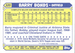 1987 Barry Bonds Topps TIFFANY ROOKIE RC #320 Pittsburgh Pirates