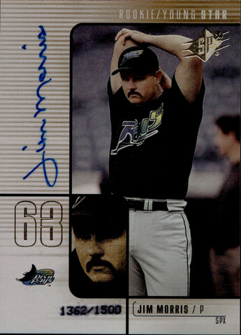 2000 Jim Morris Upper Deck SPx ROOKIE AUTO THE ROOKIE 1362/1500 Tampa Bay Rays #105