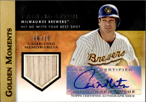 2012 Paul Molitor Topps GOLDEN MOMENTS AUTOGRAPH RELICS BAT AUTO 6/10 Milwaukee Brewers #GMAR-PM
