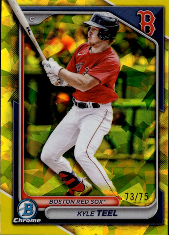 2024 Kyle Teel Bowman Topps Bowman Chrome SAPPHIRE YELLOW REFRACTOR 73/75 Boston Red Sox #BDC-162