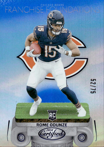 2024 Rome Odunze Panini Certified MIRROR BLUE ROOKIE FRANCHISE FOUNDATIONS 52/75 RC #4 Chicago Bears