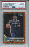 2019-20 Zion Williamson Panini Donruss ORANGE LASER RATED ROOKIE RC PSA 10 #201 New Orleans Pelicans 0947