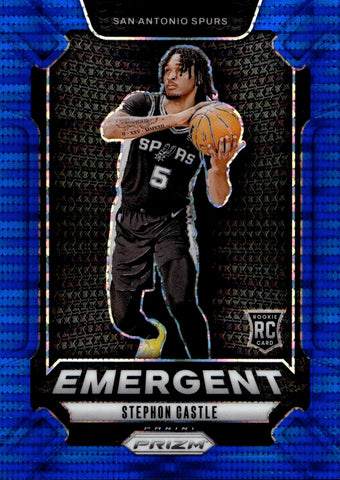 2024-25 Stephon Castle Panini Prizm BLUE PULSAR EMERGENT ROOKIE 25/99 RC #29 San Antonio Spurs