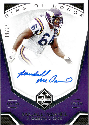 2019 Randall McDaniel Panini Limited RING OF HONOR AUTO 19/25 AUTOGRAPH #ROH-RM Minnesota Vikings