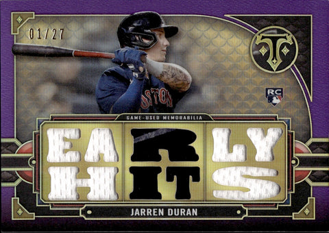 2022 Jarren Duran Topps Triple Threads ROOKIE AMETHYST TRIPLE JERSEY 01/27 RELIC #TTR-JDU1 Boston Red Sox