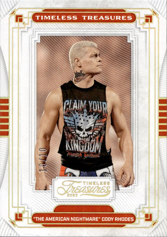 2023 "The American Nightmare" Cody Rhodes Panini Chronicles TIMELESS TREASURES GOLD 10/10 #NR-9 Monday Night Raw