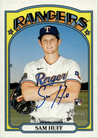 2021 Sam Huff Topps Heritage REAL ONE ROOKIE AUTO Texas Rangers #ROA-SHU