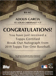 2019 Adolis Garcia Topps Tier One ROOKIE BRK OUT AUTO 138/250 AUTOGRAPH #BA-AG St.Louis Cardinals