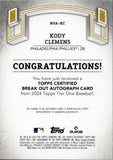 2024 Kody Clemens Topps Tier One GREEN BRK OUT AUTO 28/49 AUTOGRAPH #BOA-KC Philadelophia Phillies