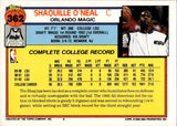 1992-93 Shaquille O'Neal Topps ROOKIE RC #362 Orlando Magic HOF 10