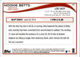 2014 Mookie Betts Topps Update ROOKIE RC #US-301 Boston Red Sox 2