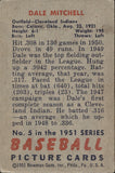 1951 Dale Mitchell Bowman #5 Cleveland Indians BV $25