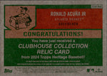 2024 Ronald Acuna Jr. Topps Heritage CLUBHOUSE COLLECTION BAT RELIC #CCR-RAC Atlanta Braves
