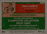 2024 Ronald Acuna Jr. Topps Heritage CLUBHOUSE COLLECTION BAT RELIC #CCR-RAC Atlanta Braves
