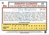 2022 Roberto Clemente Topps Archives 1992 MLB DEBUT RED FOIL 24/25 #378 Pittsburgh Pirates HOF