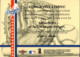 2001 Adrian Beltre Fleer Platinum NATIONAL PATCH TIME JERSEY RELIC #_ADBE Los Angeles Dodgers HOF