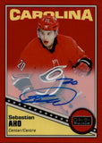 2019-20 Sebastian Aho OPC Platinum RED RAINBOW AUTOS AUTOGRAPH #R-11 Carolina Hurricanes