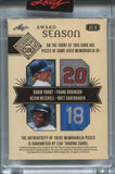 2025 Robin Yount Frank Robinson Kevin Mitchell Bret Saberhagen Leaf Seasons in the Sun AWARD SEASON QUAD JERSEY 10/35 RELIC #AS-18 Brewers Orioles Giants Royals