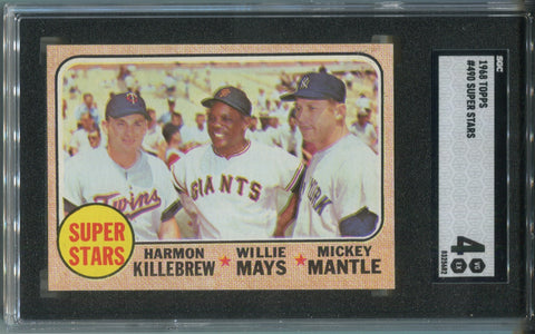 1968 Mickey Mantle Willie Mays Harmon Killebrew Topps SUPER STARS SGC 4 #490 Yankees Gianrs Twins HOF