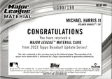 2023 Michael Harris II Topps Update Series ROOKIE BLACK MAJOR LEAGUE MATERIAL JERSEY 199/199 RELIC #MLM-MH Atlanta Braves