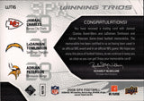 2008 Adrian Peterson LaDainian Tomlinson Jamaal Charles Upper Deck SPx WINNING TRIOS TRIPLE JERSEY 39/49 RELIC #WT16 Vikings Chargers Chiefs