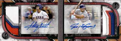 2022 Adrian Beltre Ivan Rodriguez Topps Museum Collection MOMENTOUS MATERIAL DUAL PATCH AUTO 3/5 AUTOGRAPH RELIC BOOKLET #MMDPA-BR Texas Rangers HOF