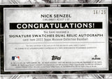 2022 Nick Senzel Topps Museum SIGNATURE SWATCHES DUAL PATCH AUTO 16/25 AUTOGRAPH RELIC #SWDRA-NS Cincinnati Reds