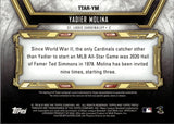 2020 Yadier Molina Topps Triple Threads JERSEY AUTO 09/18 AUTOGRAPH RELIC #TTAR-YM St. Louis Cardinals