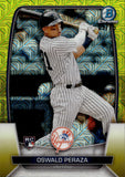 2023 Oswald Peraza Bowman MEGA BOX CHROME YELLOW REFRACTOR 05/75 #70 New York Yankees