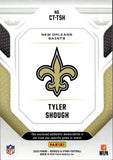 2025 Tyler Shough Panini Rookies & Stars ROOKIE CROSS TRAINING DUAL PATCH 40/49 RELIC #CT-TSH New Orleans Saints
