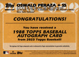 2023 Oswald Peraza Topps ROOKIE 1988 DESIGN AUTO AUTOGRAPH RC #88BA-OP New York Yankees
