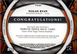 2018 Nolan Ryan Topps Tribute GREEN TRIPLE JERSEY 51/99 RELIC #TTR-NR Houston Astros HOF