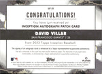 2023 David Villar Topps Inception ROOKIE MAGENTA PATCH AUTO 61/75 AUTOGRAPH RELIC #IAP-DV San Francisco Giants