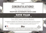 2023 David Villar Topps Inception ROOKIE MAGENTA PATCH AUTO 61/75 AUTOGRAPH RELIC #IAP-DV San Francisco Giants