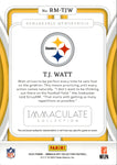 2024 T.J. Watt Panini Immaculate Collection REMARKABLE MEMORABILIA PATCH 06/10 RELIC #RM-TJW Pittsburgh Steelers