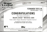 2023 Fernando Tatis Jr. Topps Update BLACK MAJOR LEAGUE MATERIALS JERSEY 011/199 RELIC #MLM-FT San Diego Padres
