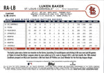 2024 Luken Baker Topps Chrome ROOKIE AUTO AUTOGRAPH RC #RA-LB St. Louis Cardinals 2