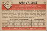 1953 Ebba St. Claire Bowman Black and White #34 Milwaukee Braves BV $40