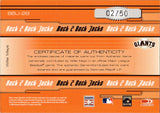 2005 Willie Mays Donruss Elite BACK TO BACK JACKS DUAL JERSEY BAT 02/50 RELIC #BBJ-28 San Francisco Giants HOF