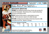 2004 Sean Taylor Bowman Chrome ROOKIE RC #120 Washington Redskins