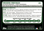 2011 Freddie Freeman Bowman GOLD BORDER ROOKIE RC #205 Atlanta Braves 2