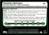 2011 Freddie Freeman Bowman GOLD BORDER ROOKIE RC #205 Atlanta Braves 2