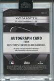 2025 Victor Scott II Topps Chrome Black YELLOW REFRACTOR AUTO 36/50 AUTOGRAPH #CBA-VS St. Louis Cardinals *Case Scratches*
