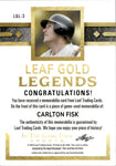 2024 Carlton Fisk Leaf In The Game Used GOLD LEGENDS JERSEY 4/5 RELIC #LGL-2 Chicago White Sox