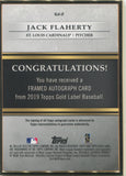 2019 Jack Flaherty Topps Gold Label FRAMED AUTO 68/75 AUTOGRAPH #GLA-JF St. Louis Cardinals