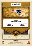 2022 Bailey Zappe Tyquan Thornton Pierre Strong Jr. Panini Gold Standard ROOKIE TRIPLE PATCH 47/49 RELIC RC #NMT-NEP New England Patriots