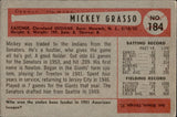 1954 Mickey Grasso Bowman #184 Cleveland Indians BV $20