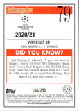 2020-21 Vinicius Jr Topps Merlin Collection Chrome ATOMIC REFRACTOR 166/250 #79 REAL MADRID